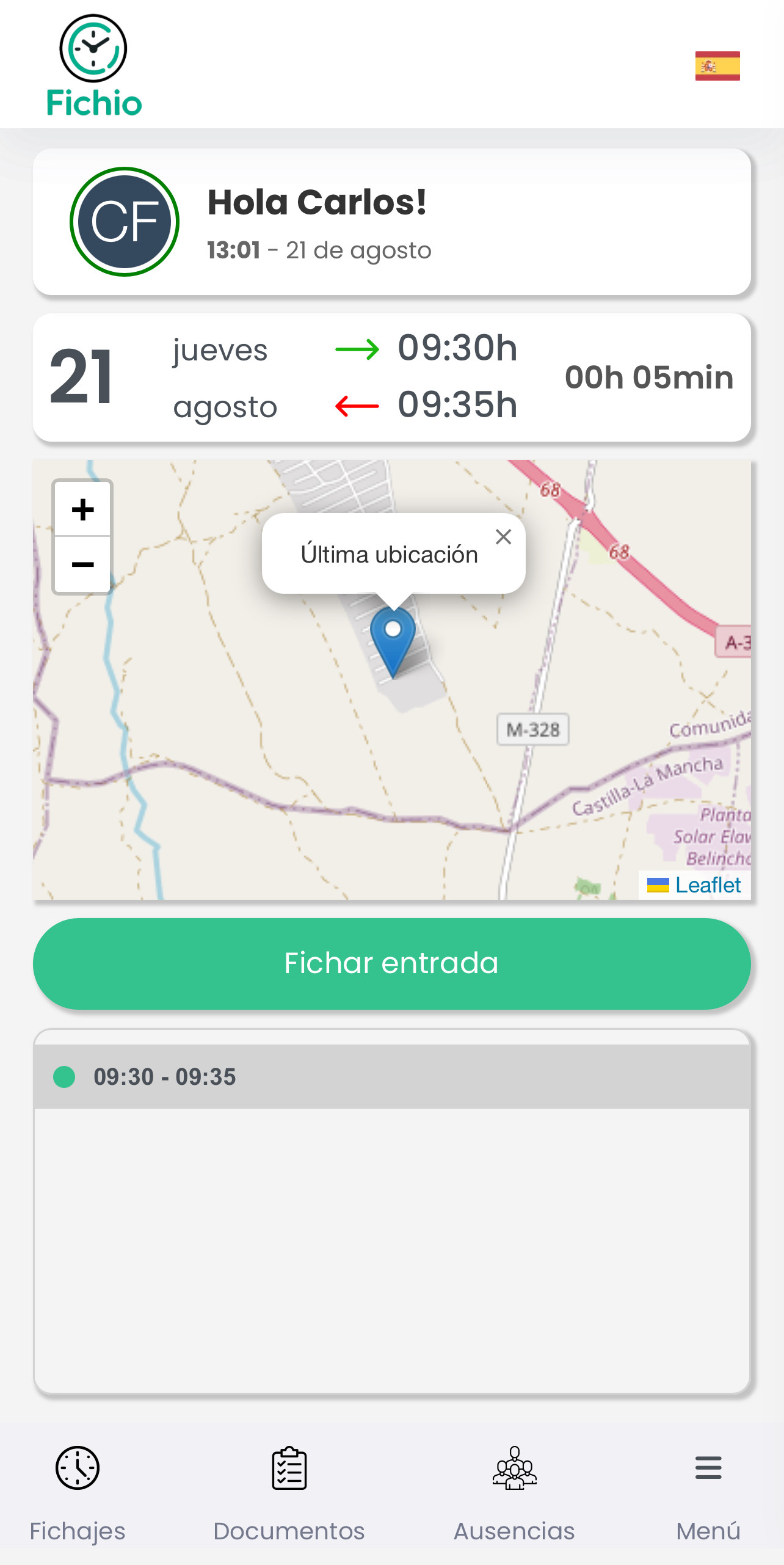 Fichio App - Pantalla de Entrada